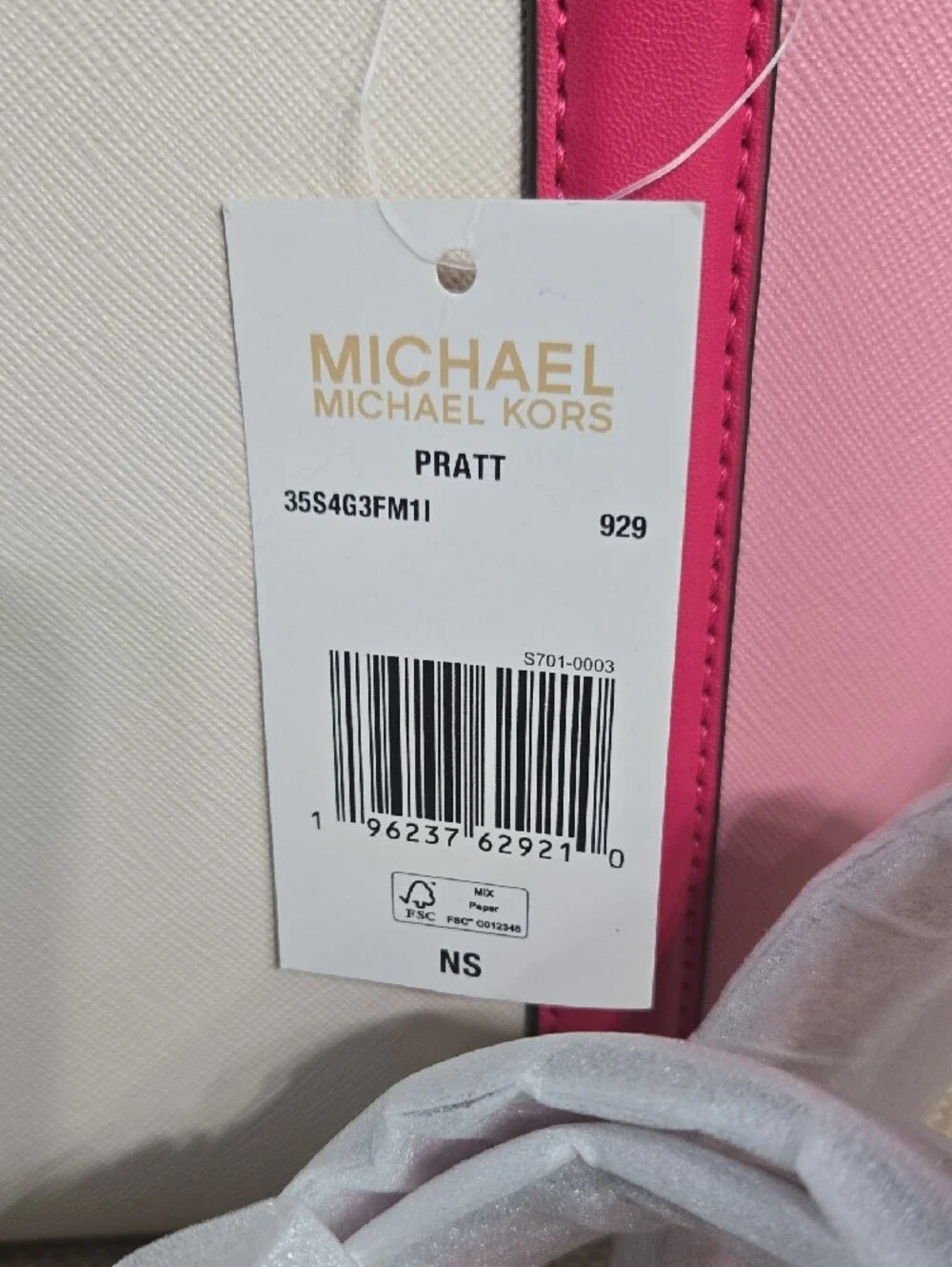 Michael Kors Pink & White Color-Block Saffiano Tote